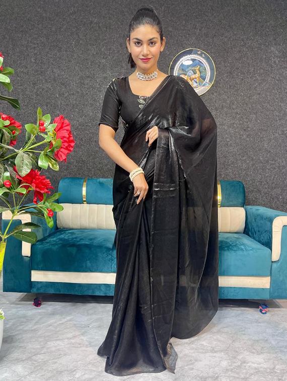 women solid plain saree with blouse