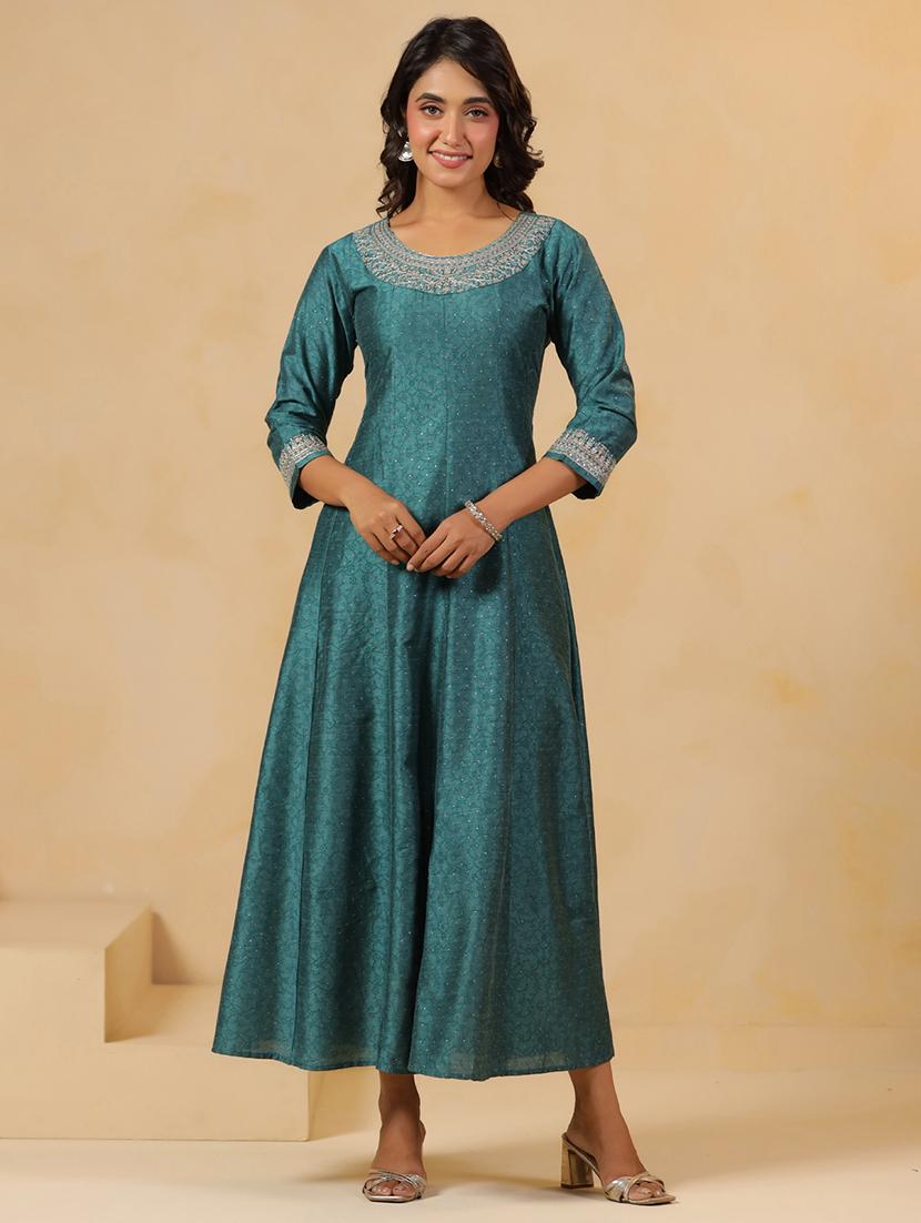 women printed three quarter sleeve anarkali kurta - 22031053 - Zoom Image - 0