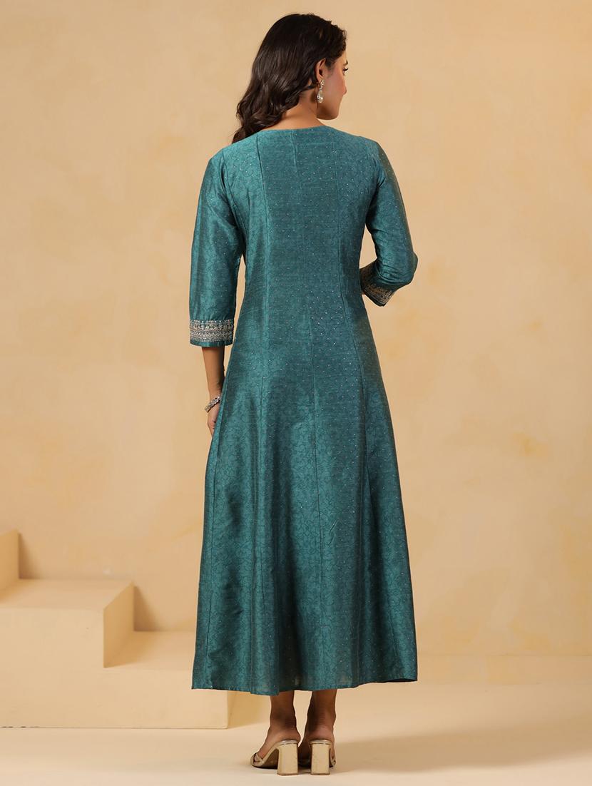 women printed three quarter sleeve anarkali kurta - 22031053 - Standard Image - 3