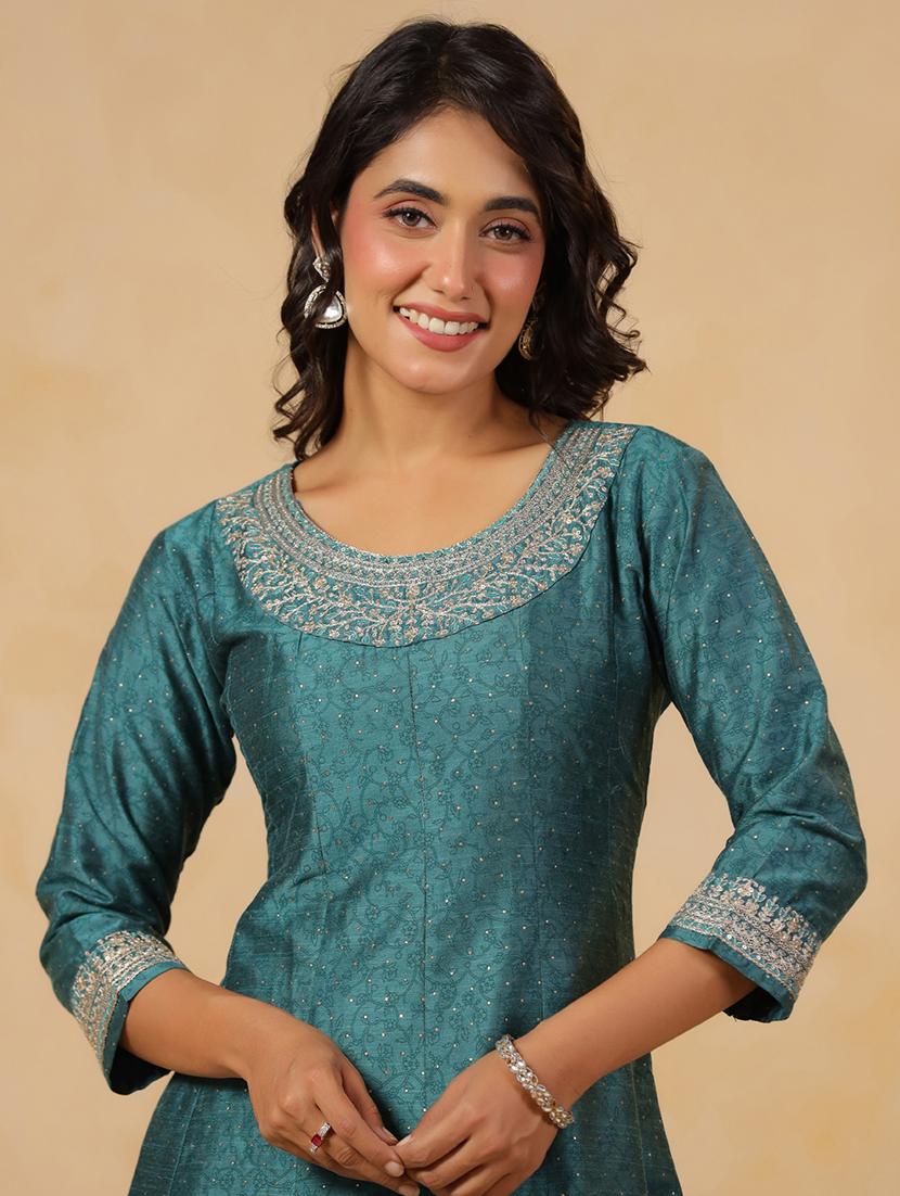 women printed three quarter sleeve anarkali kurta - 22031053 - Standard Image - 5