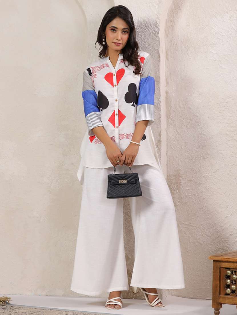 women printed shirt and palazzo co-ord set