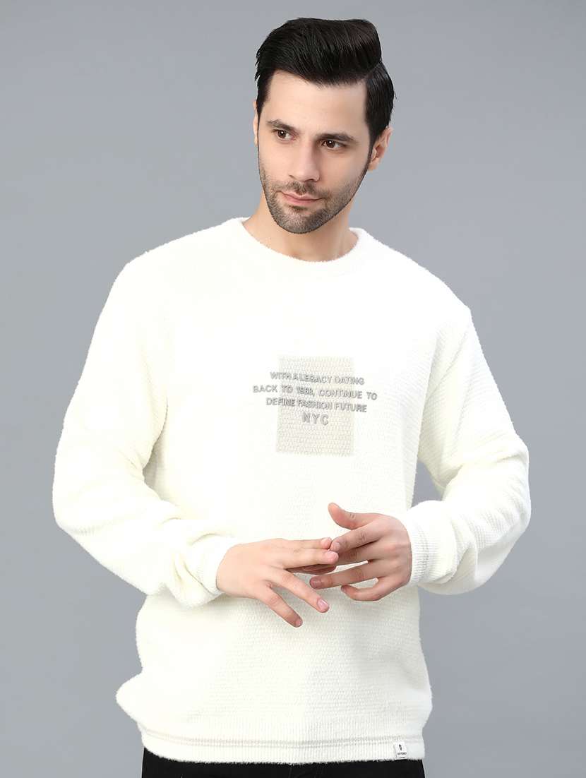 men typographic long sleeve regular fit pullover 