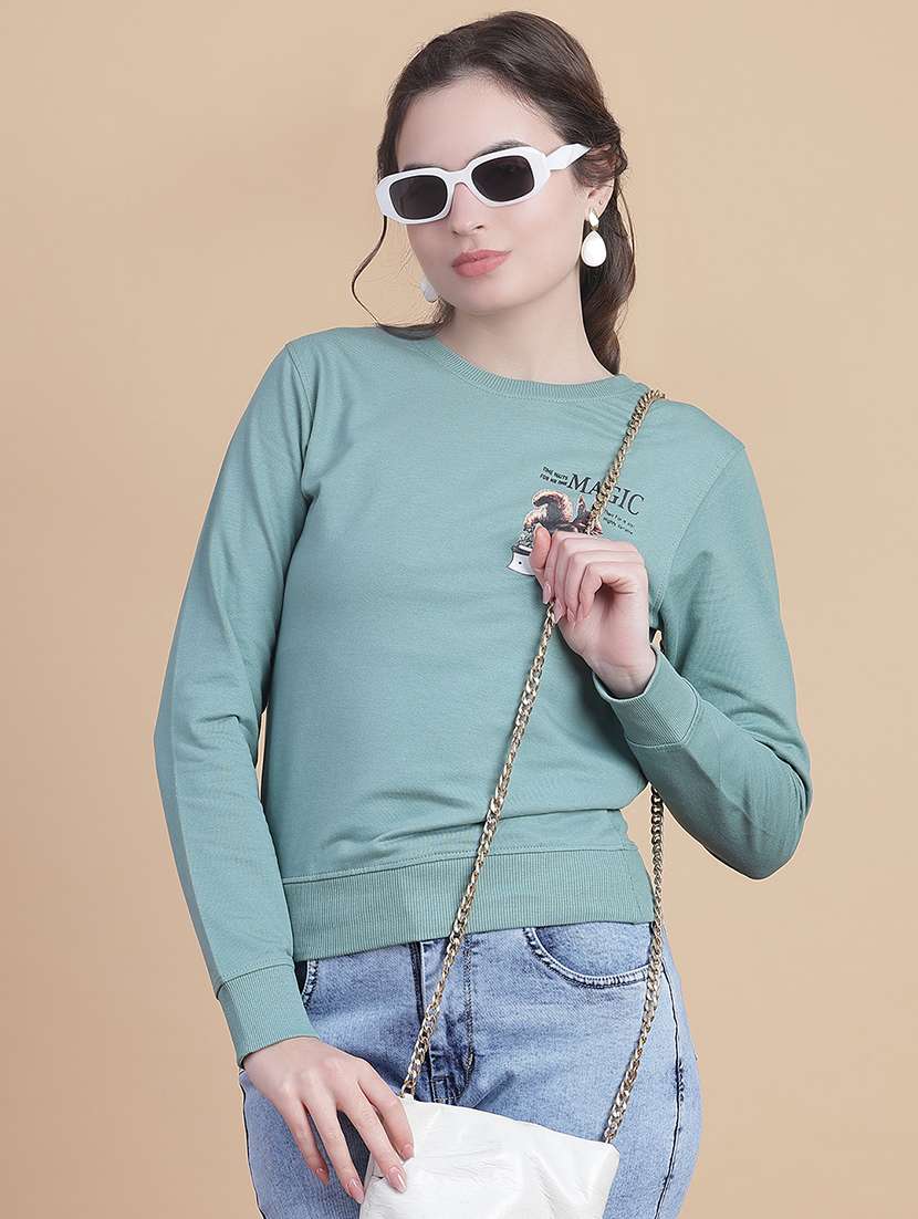 women front & back print long sleeve sweatshirt