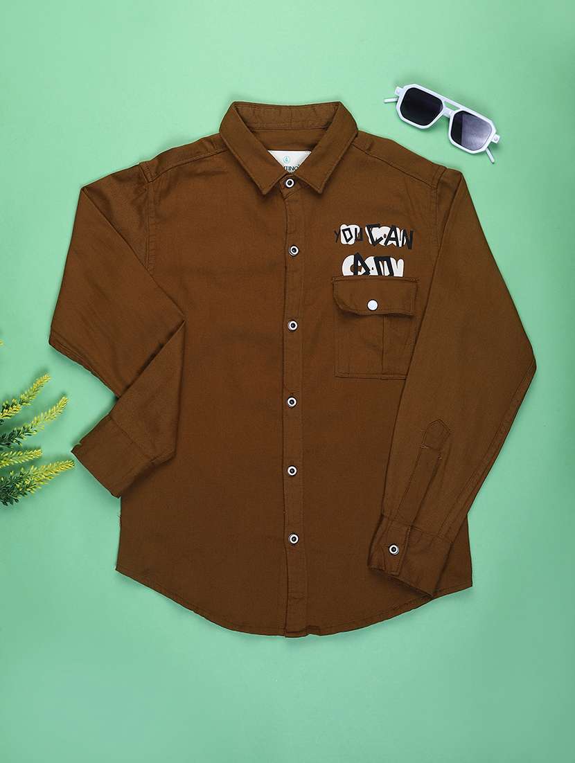 boys placement print long sleeve casual shirt