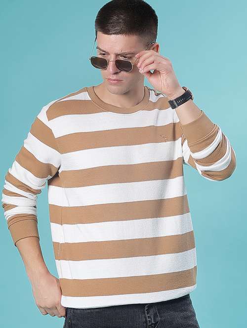 men striped long sleeve regular fit pullover - 22031147 -  Standard Image - 0