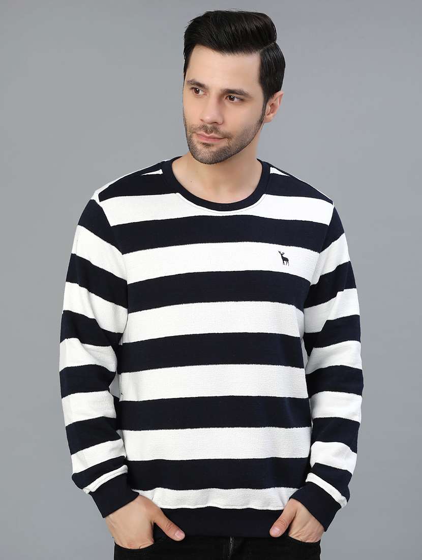 men striped long sleeve sweatshirt