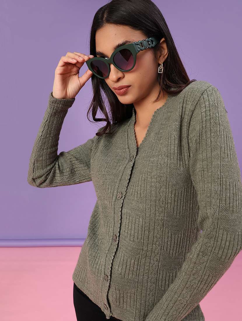 women self design long sleeve cardigan