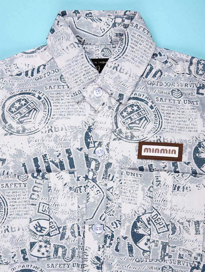 boys printed long sleeve casual shirt - 22031205 -  Standard Image - 3