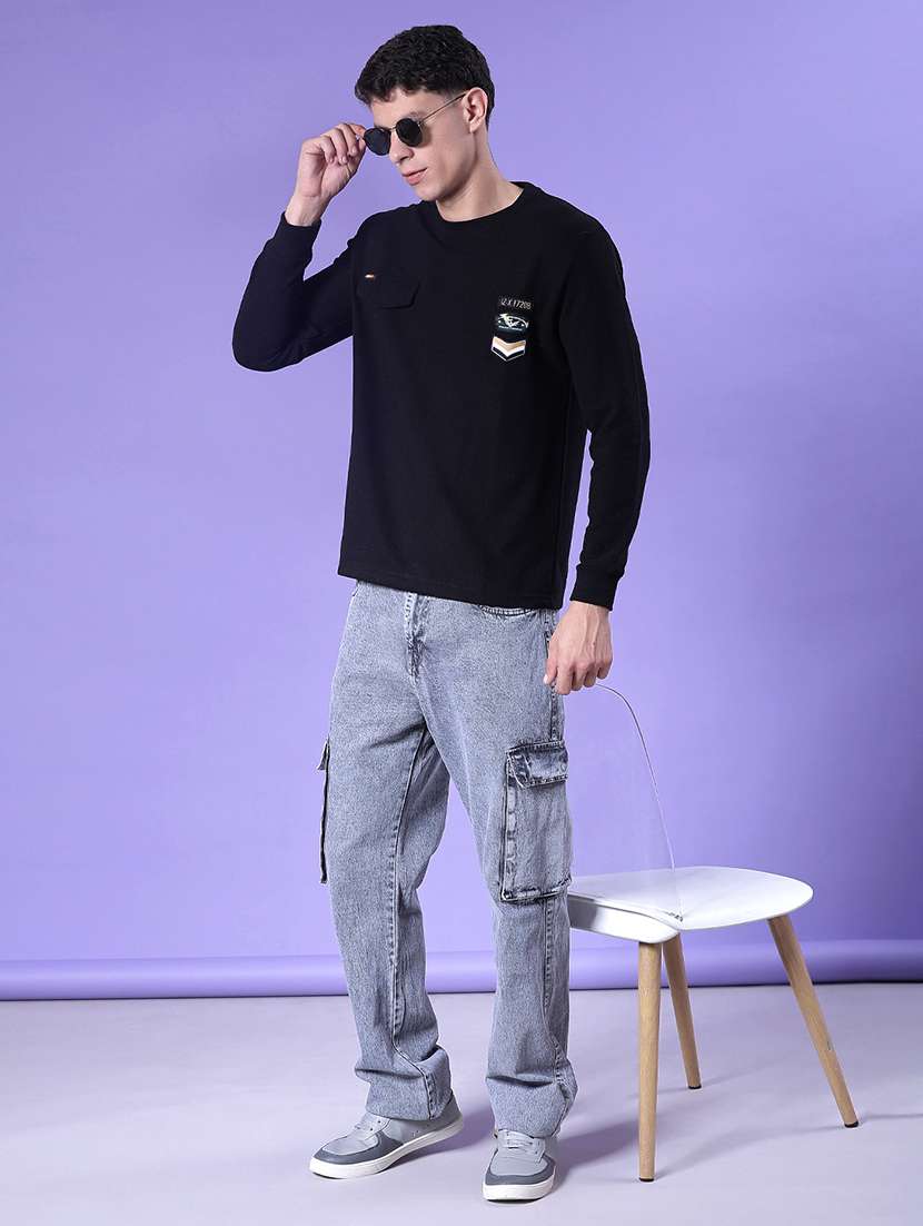 men self design long sleeve regular fit t-shirt - 22031231 -  Standard Image - 3