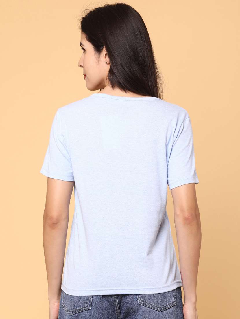 women blue cotton regular t-shirt - 22031292 -  Standard Image - 3