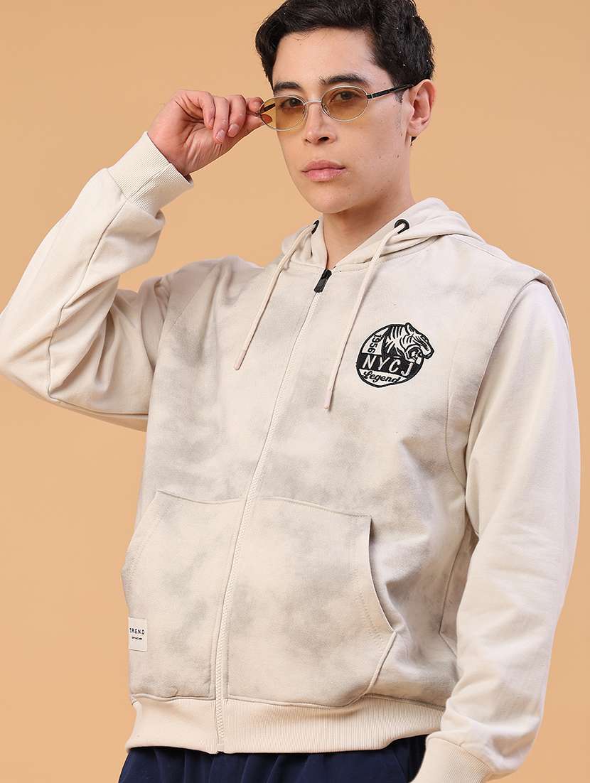 men printed sleeveless hooded sweatshirt