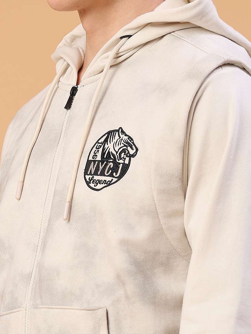 men printed sleeveless hooded sweatshirt - 22031376 -  Standard Image - 5