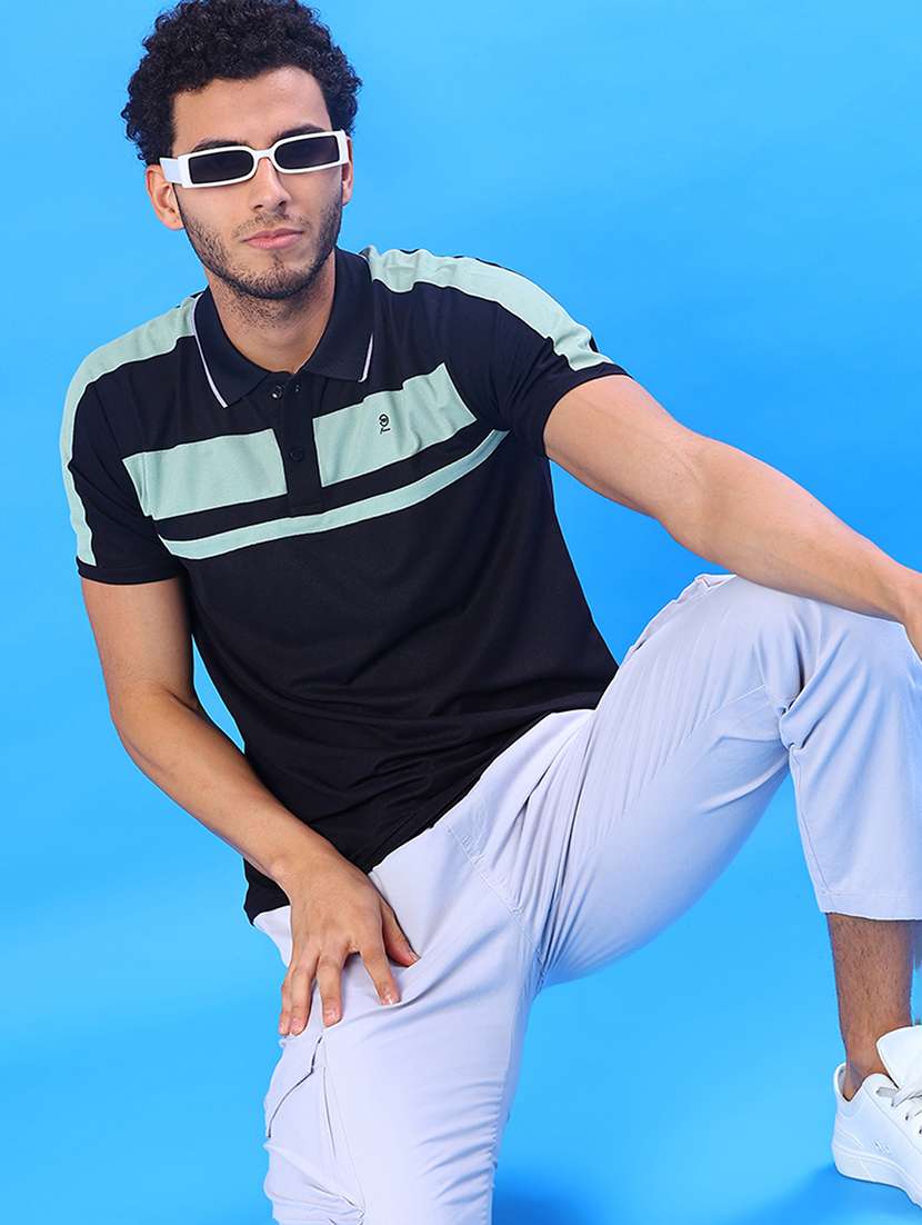 men color block short sleeve regular fit polo t-shirt