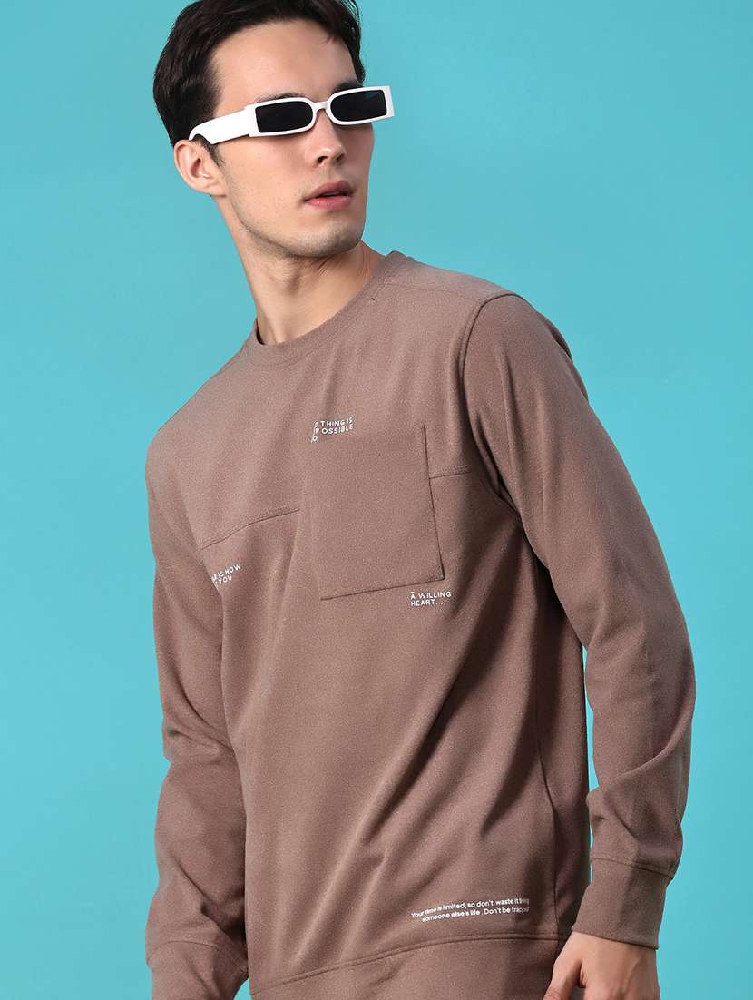 men typographic long sleeve regular fit t-shirt