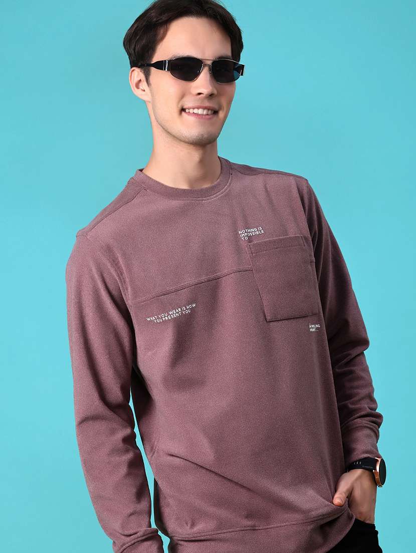 men typographic long sleeve regular fit t-shirt