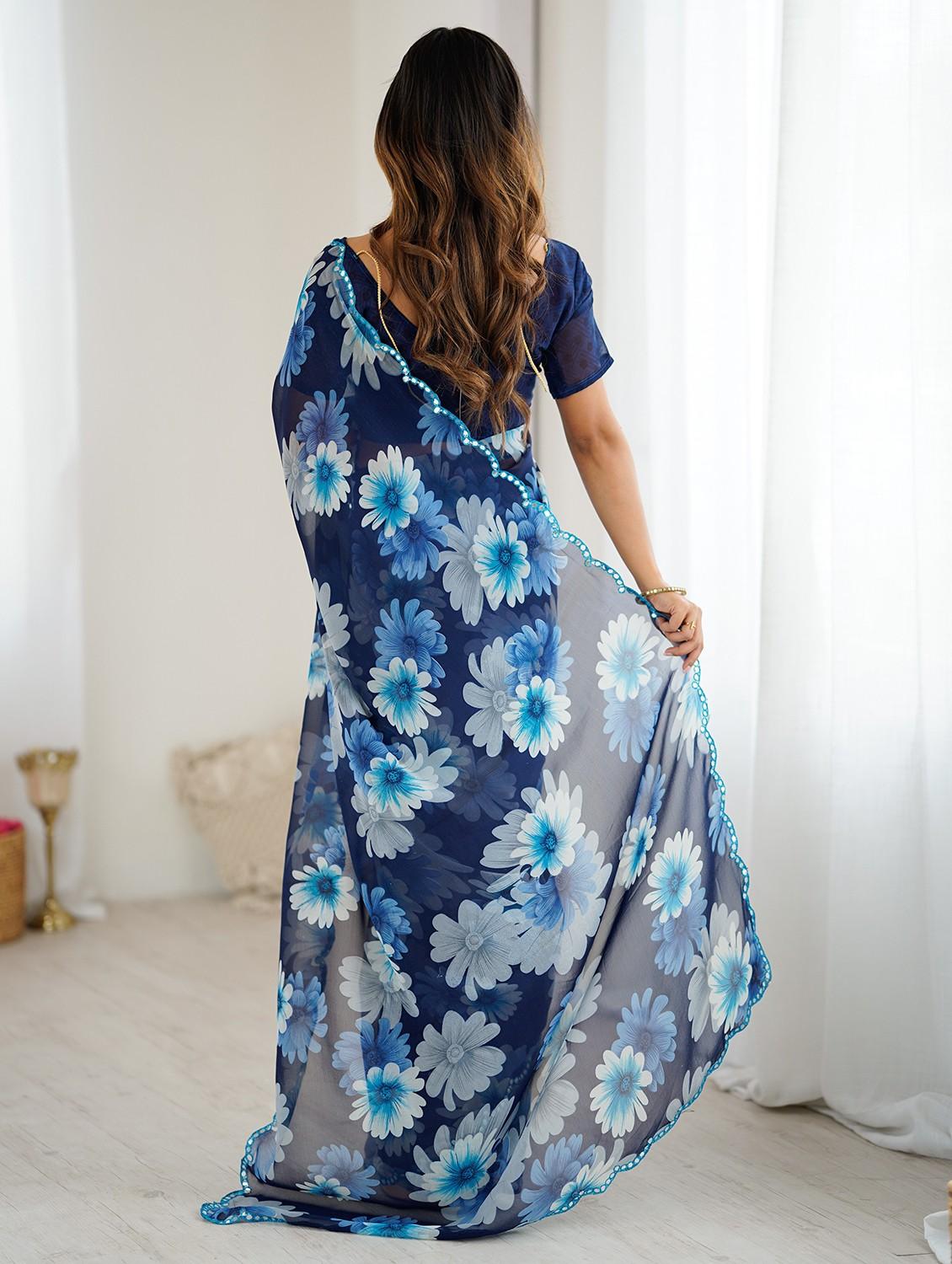 women floral printed saree with blouse - 22031500 - Standard Image - 3