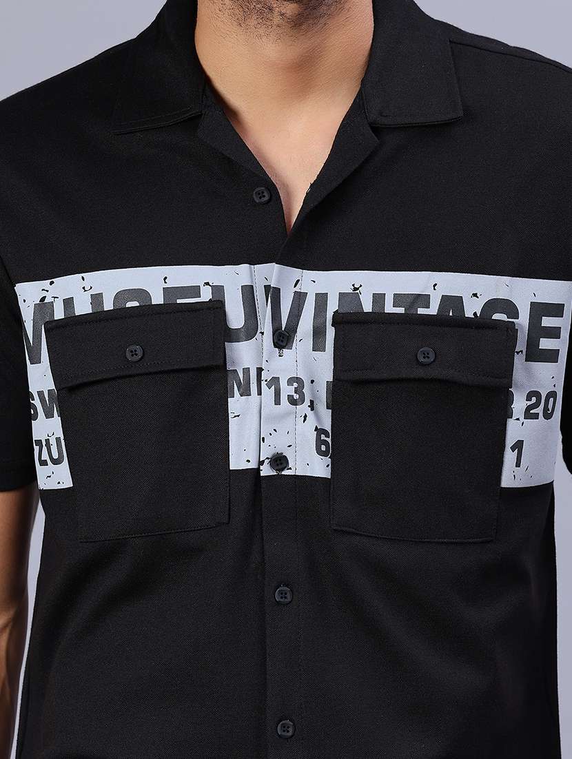 Men Typographic Short Sleeve Regular Fit Casual Shirt - 22031505 -  Standard Image - 5