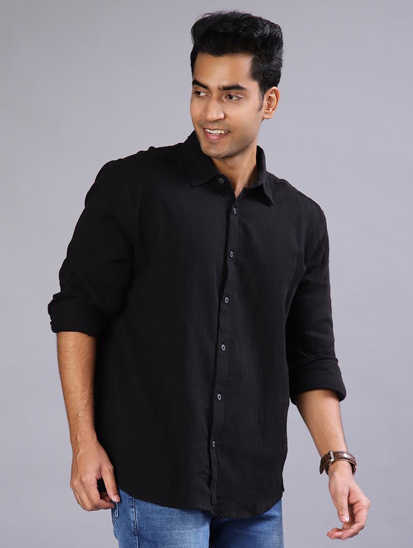 men solid long sleeve regular fit casual shirt