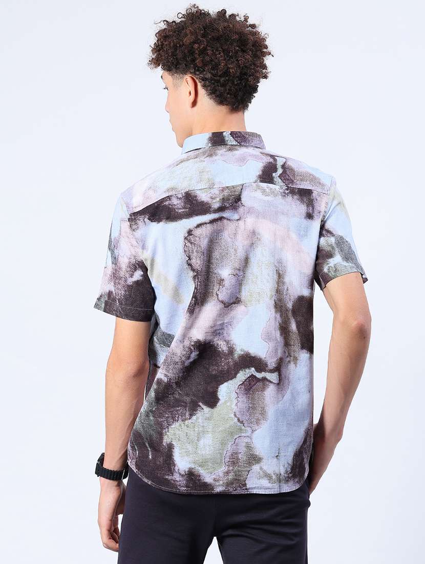 men printed short sleeve regular fit casual shirt - 22031511 -  Standard Image - 3