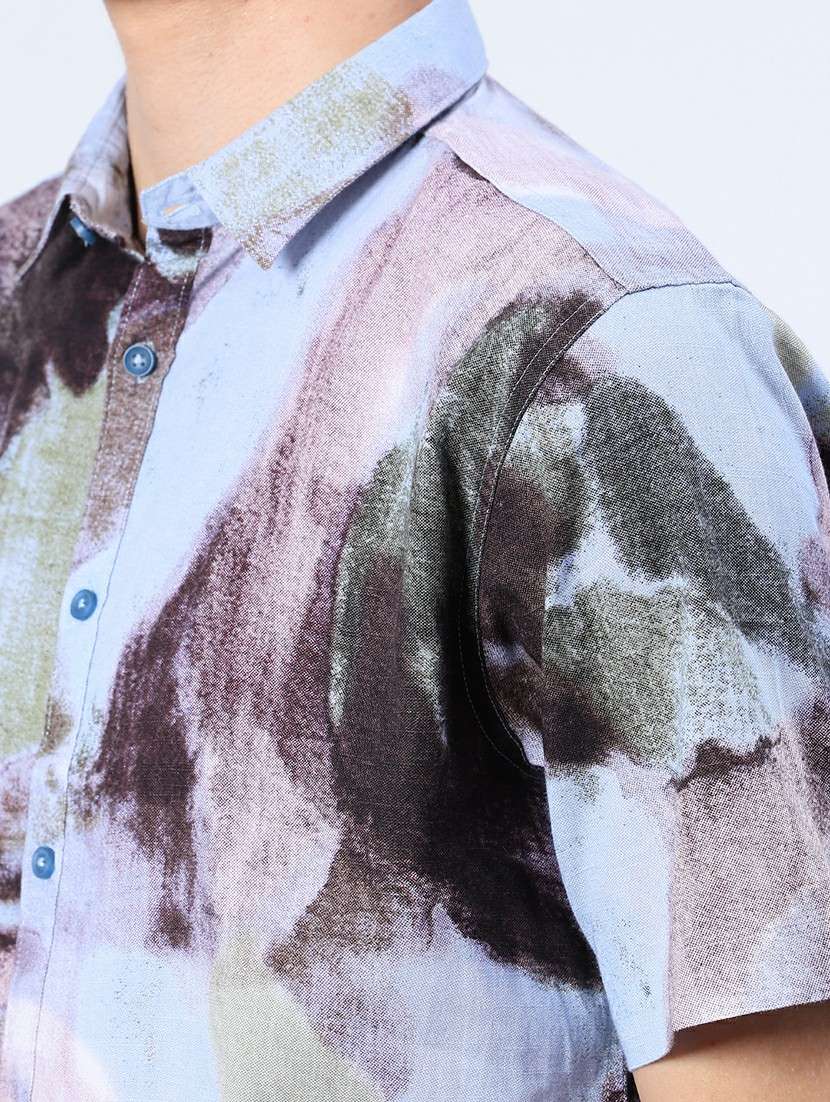 men printed short sleeve regular fit casual shirt - 22031511 -  Standard Image - 5