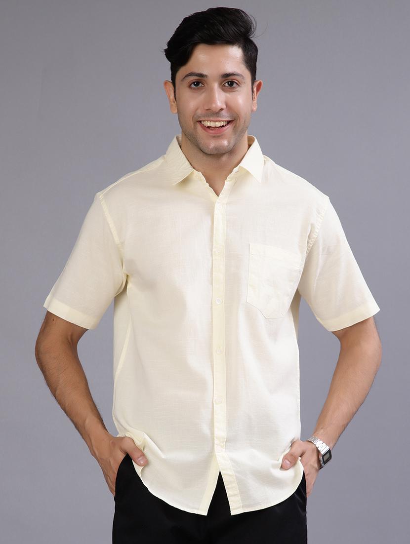 men solid short sleeve regular fit casual shirt