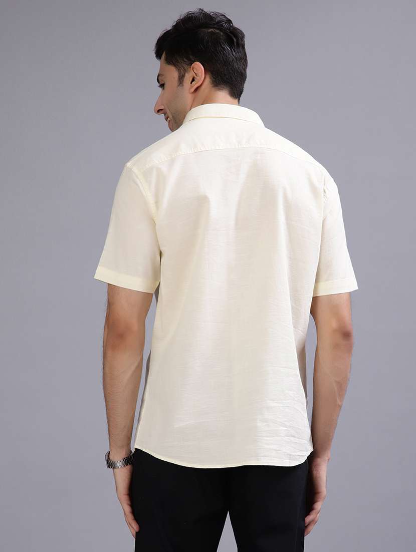 men solid short sleeve regular fit casual shirt - 22031515 - Standard Image - 3