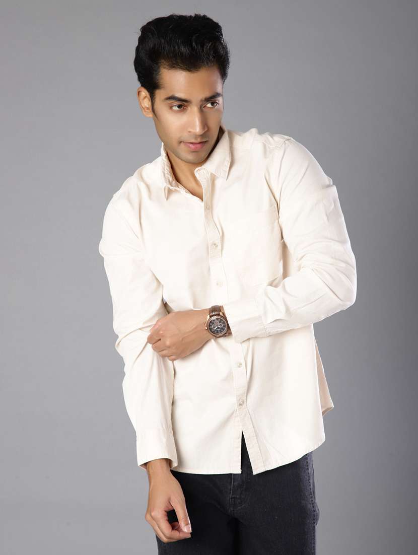 men solid long sleeve regular fit casual shirt