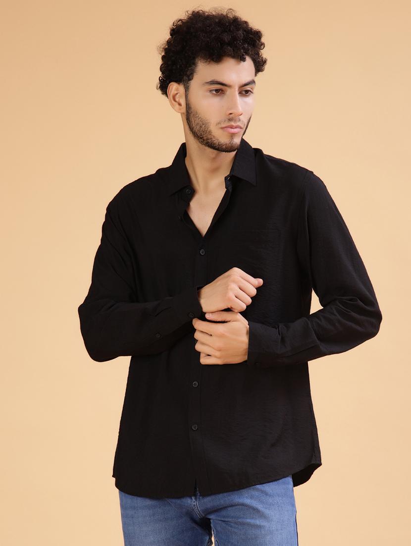 men solid long sleeve regular fit casual shirt