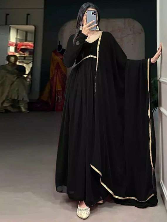 women solid long sleeve kurta dupatta set - 22031534 -  Standard Image - 3