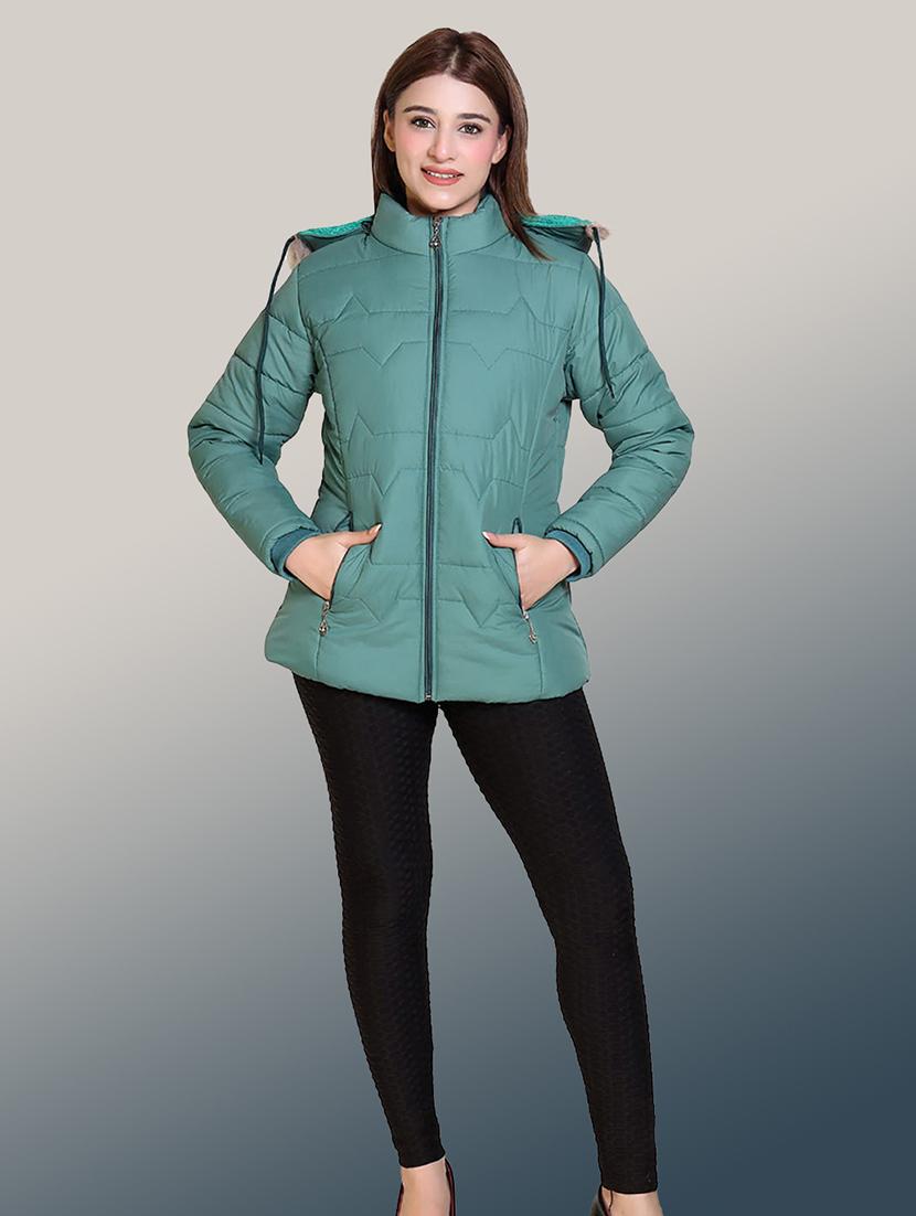 women solid long sleeve hooded parka jacket - 22031539 - Standard Image - 3