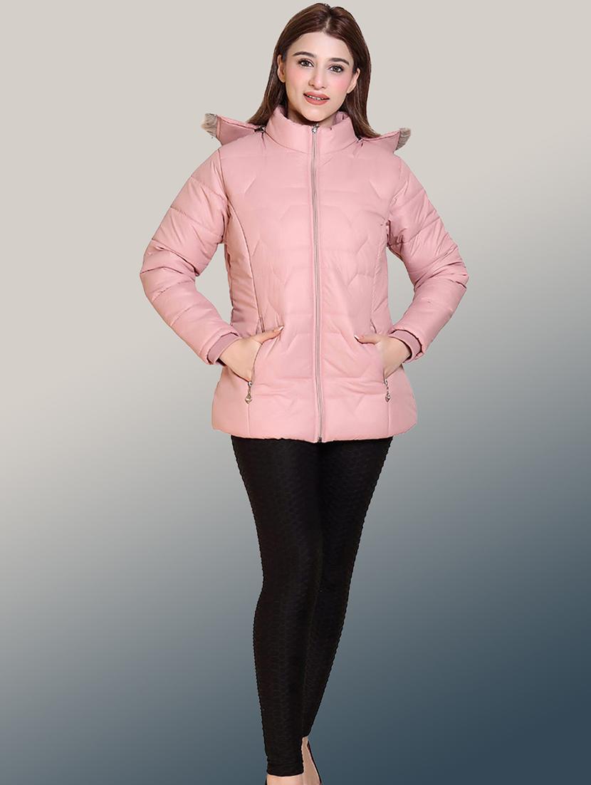 women solid long sleeve hooded parka jacket - 22031541 - Standard Image - 3