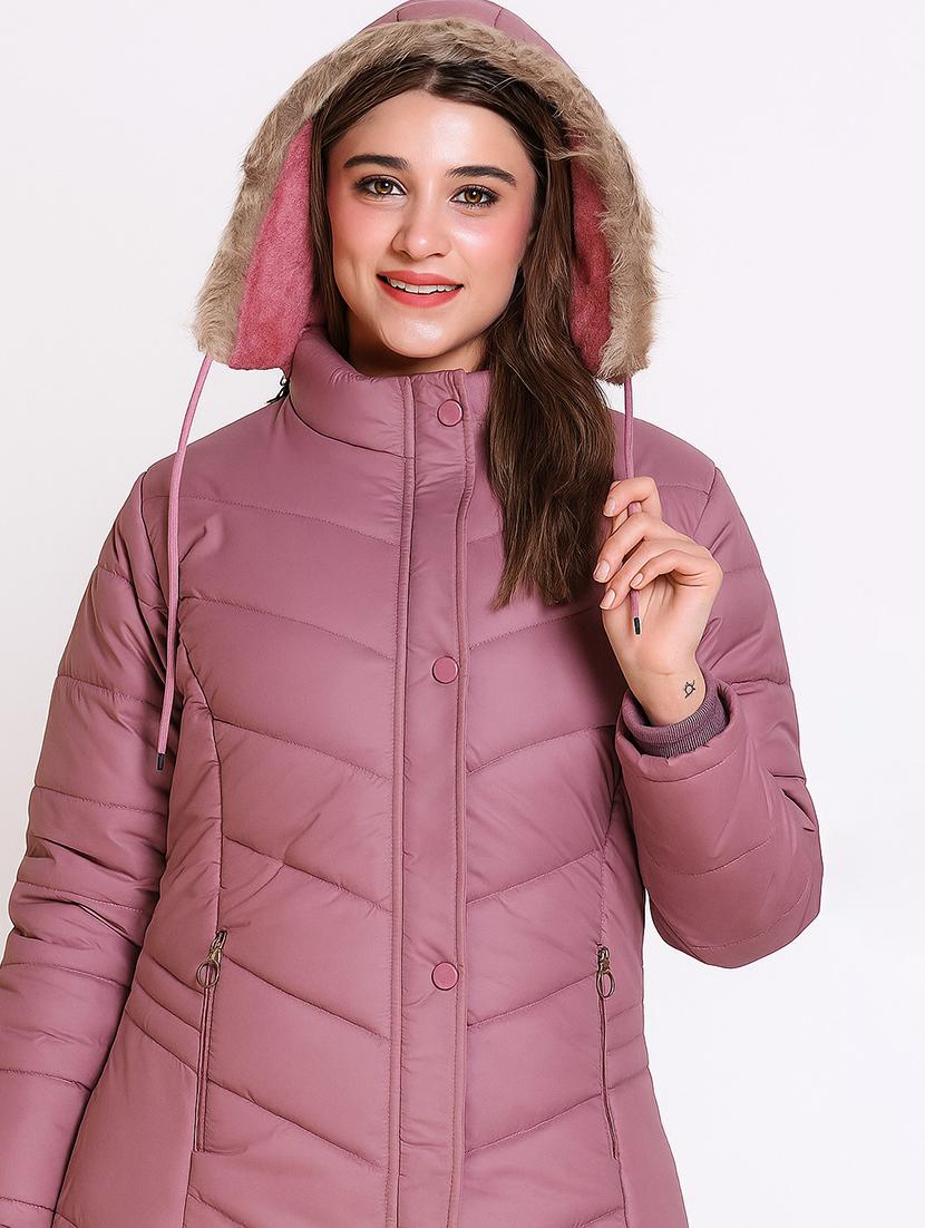 women solid long sleeve hooded parka jacket - 22031547 - Zoom Image - 0