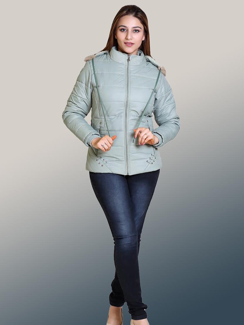 women solid long sleeve hooded parka jacket - 22031553 - Standard Image - 3