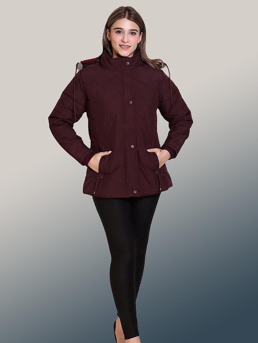 women solid long sleeve hooded parka jacket - 22031554 - Standard Image - 3