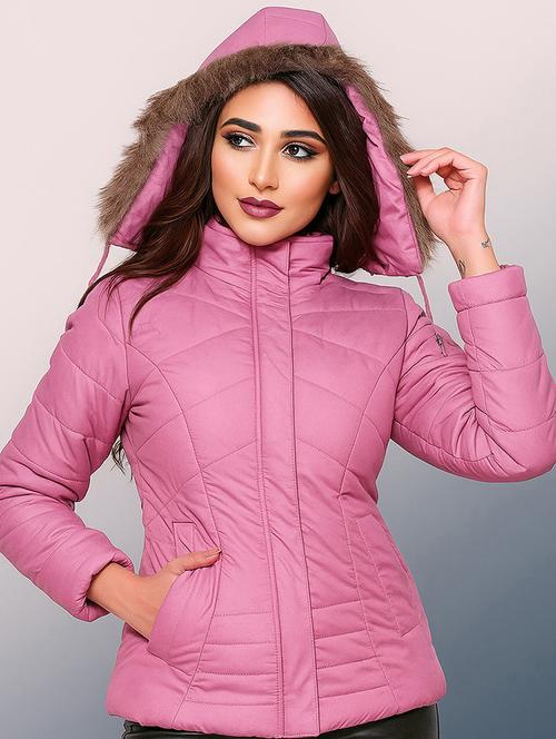 women solid long sleeve hooded parka jacket - 22031558 -  Standard Image - 0