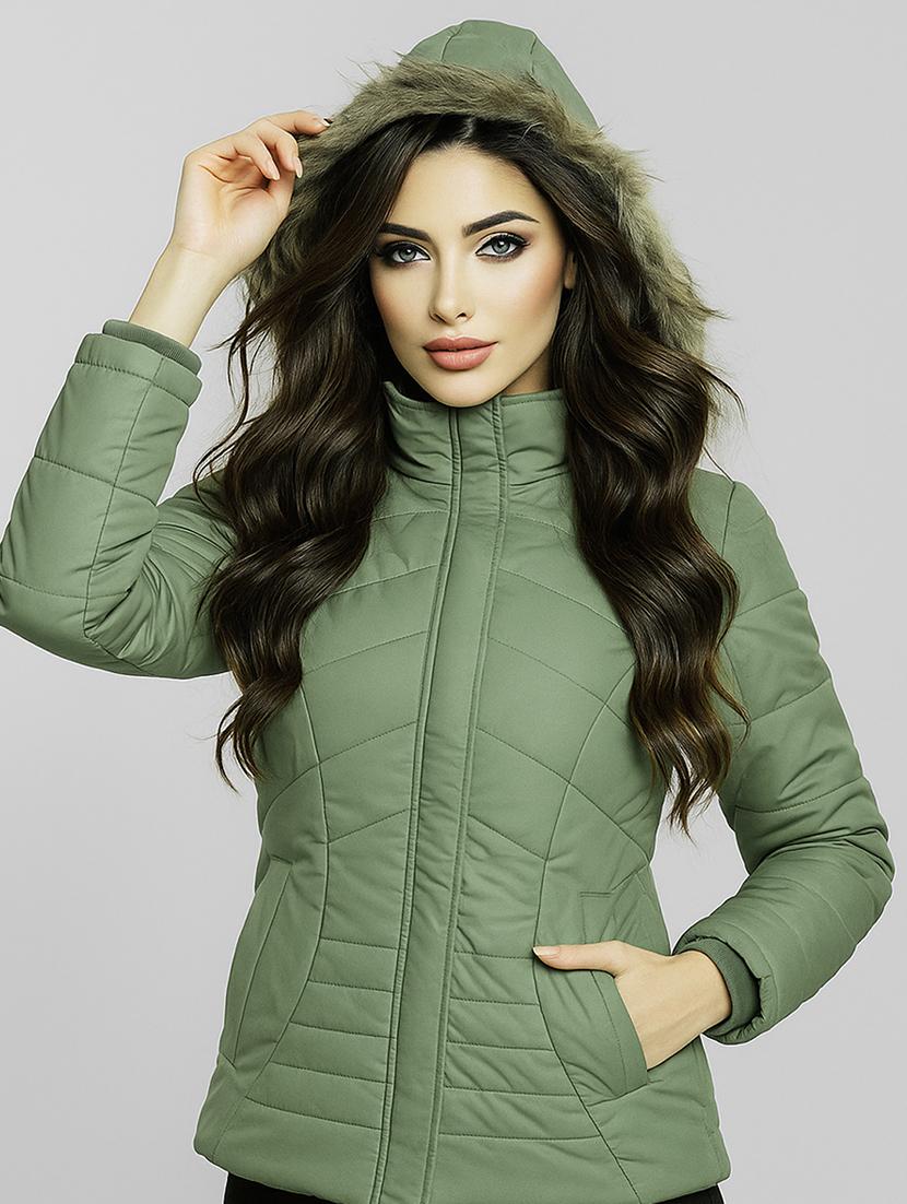 women solid long sleeve hooded parka jacket