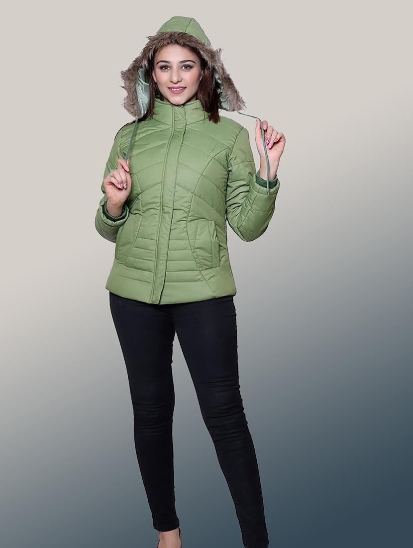 women solid long sleeve hooded parka jacket - 22031559 - Standard Image - 3