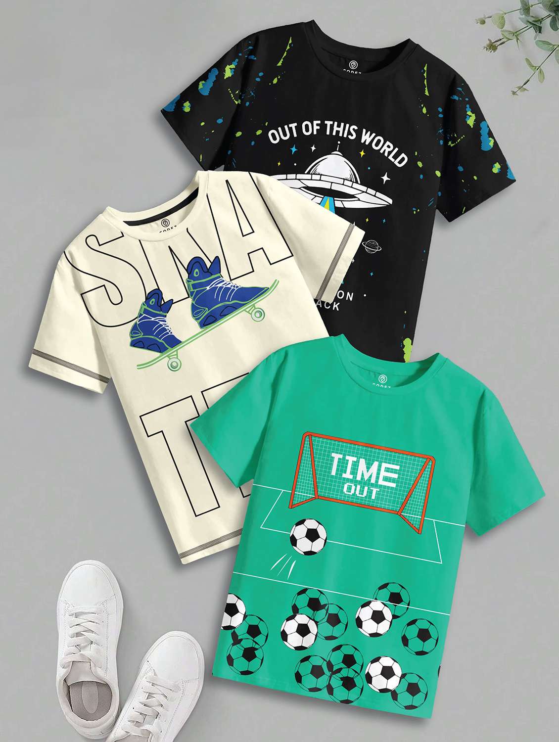 boys pack of 3 printed short sleeve t-shirt