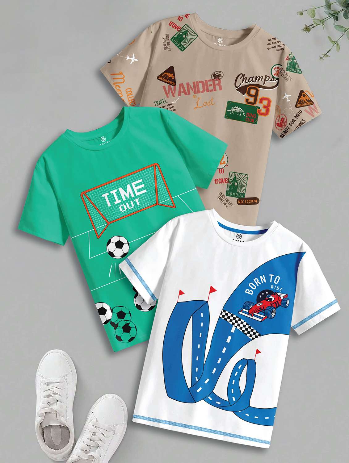 boys pack of 3 printed short sleeve t-shirt