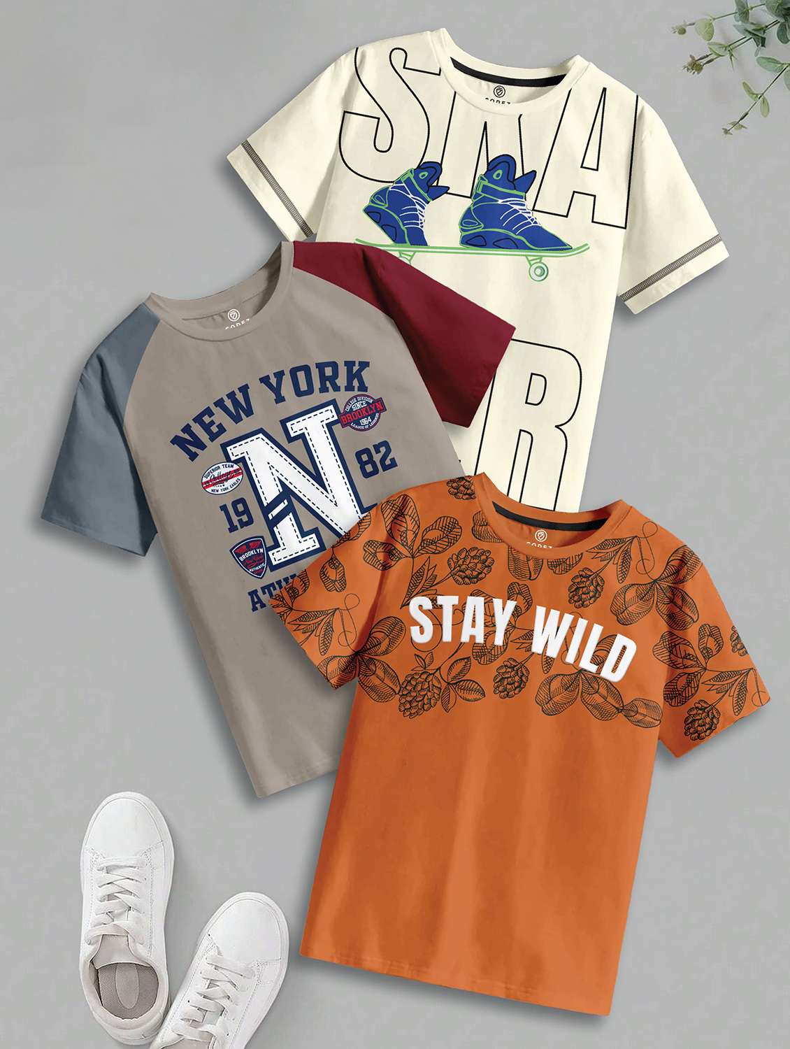 boys pack of 3 printed short sleeve t-shirt