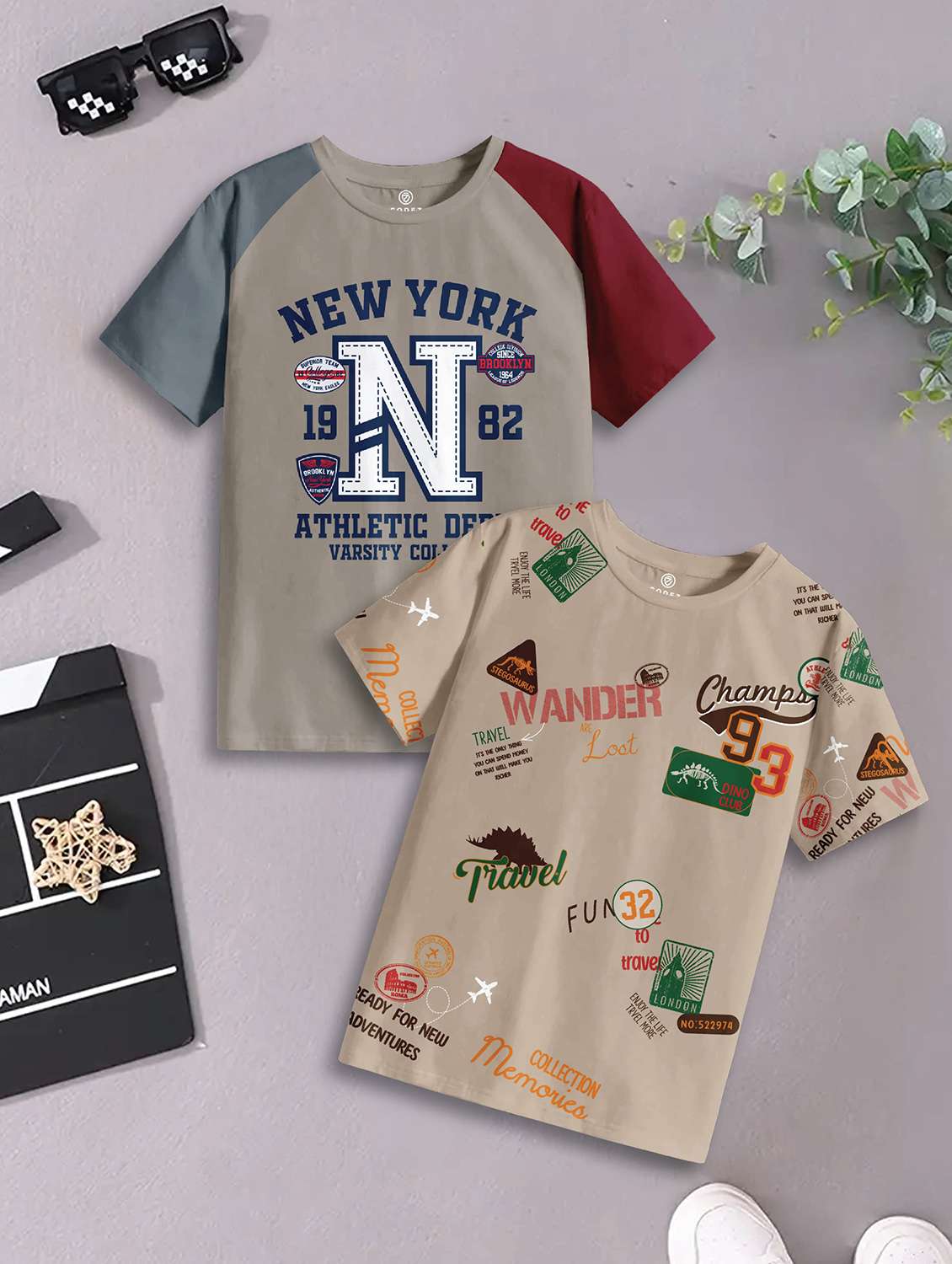 boys pack of 2 printed short sleeve t-shirt