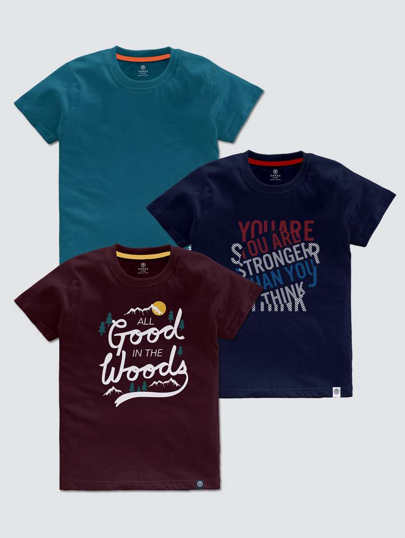 boys pack of 3 printed short sleeve t-shirt