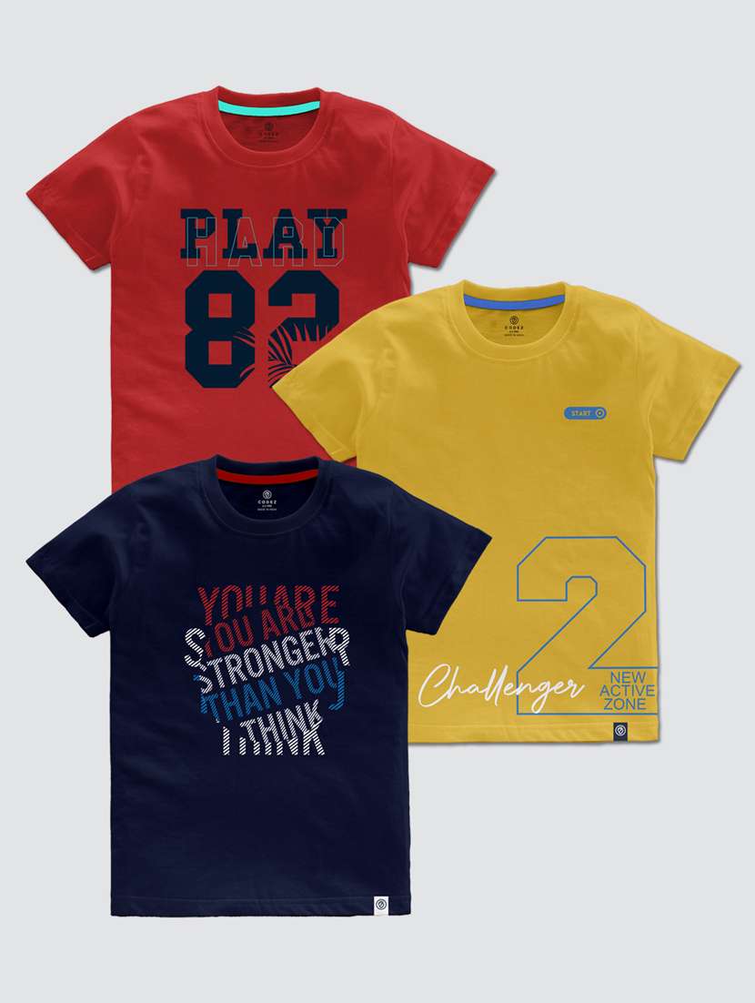 boys pack of 3 printed short sleeve t-shirt - 22031607 -  Zoom Image - 0