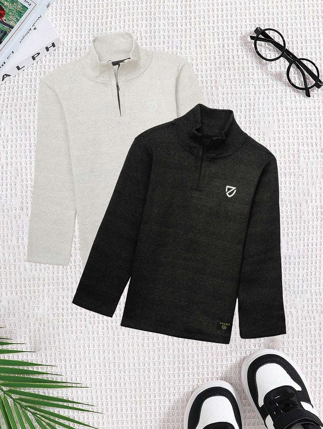 boys pack of 2 solid long sleeve sweatshirt