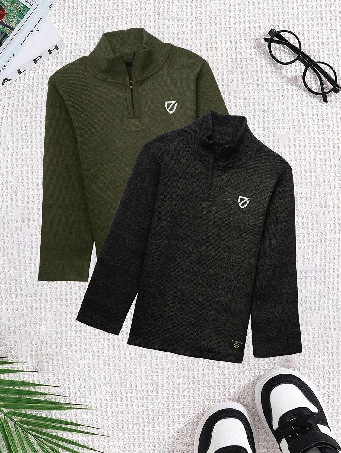 boys pack of 2 solid long sleeve sweatshirt