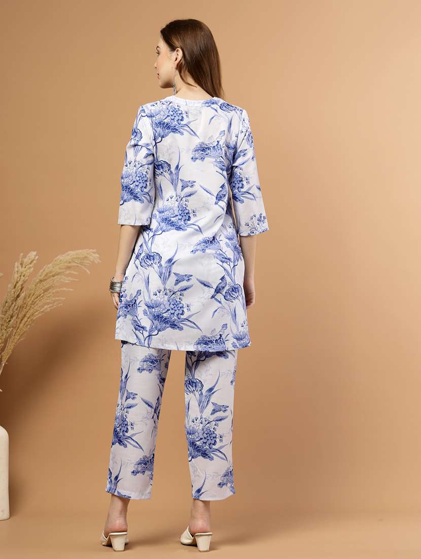 women floral three quarter sleeve ethnic co-ord set - 22031621 - Standard Image - 3