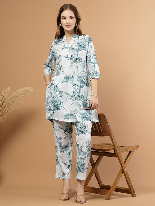 women floral three quarter sleeve ethnic co-ord set - 22031624 - Standard Image - 0