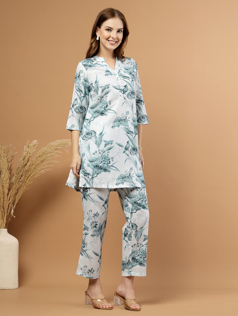 women floral three quarter sleeve ethnic co-ord set - 22031624 - Standard Image - 3