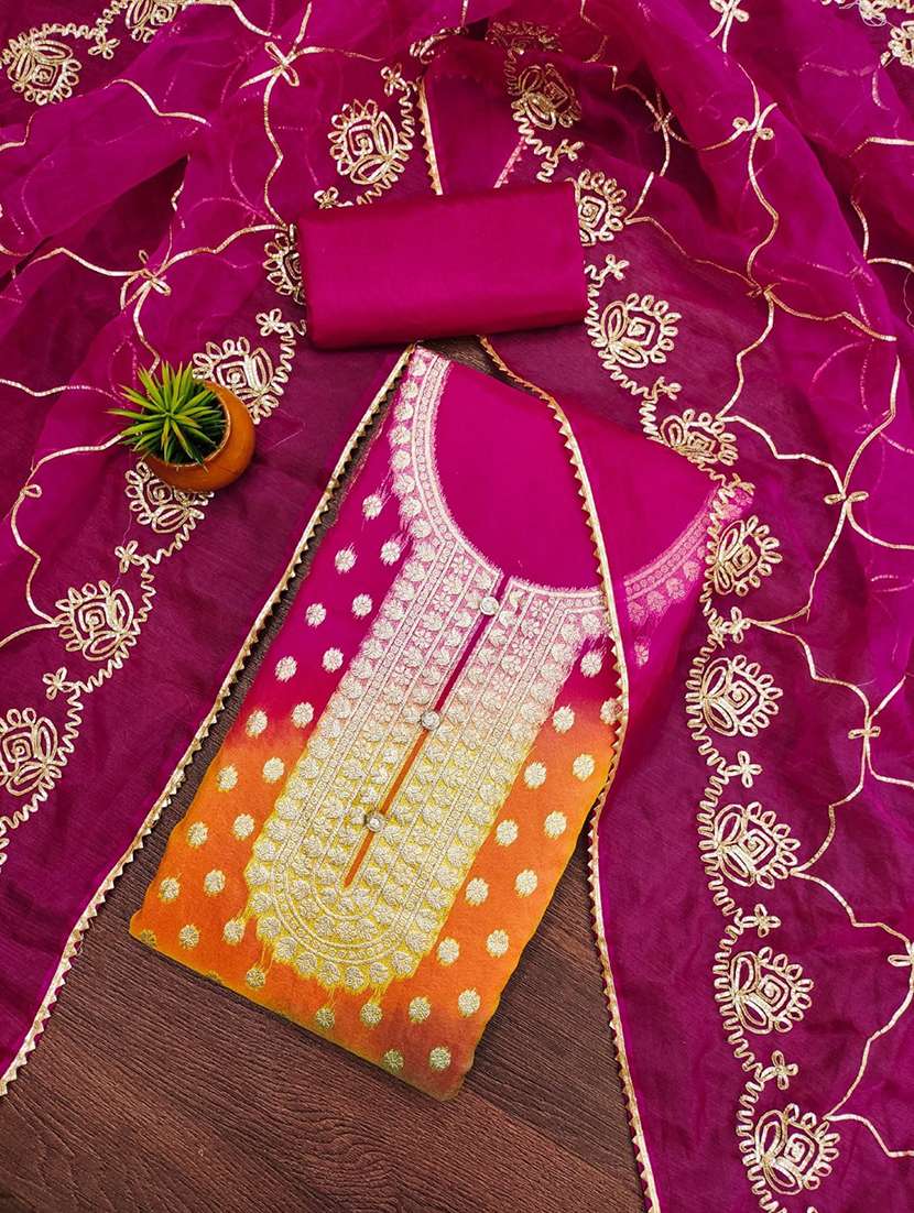 women self design embroidered unstitched suit set