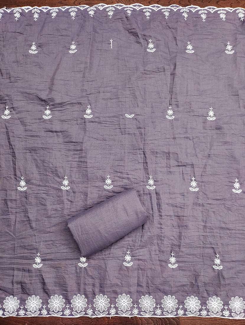 grey cotton blend unstitched suit - 22031646 -  Standard Image - 3